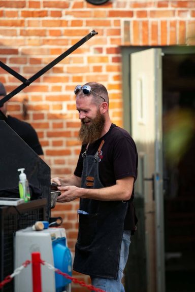 Sam cooking on the BBQ
